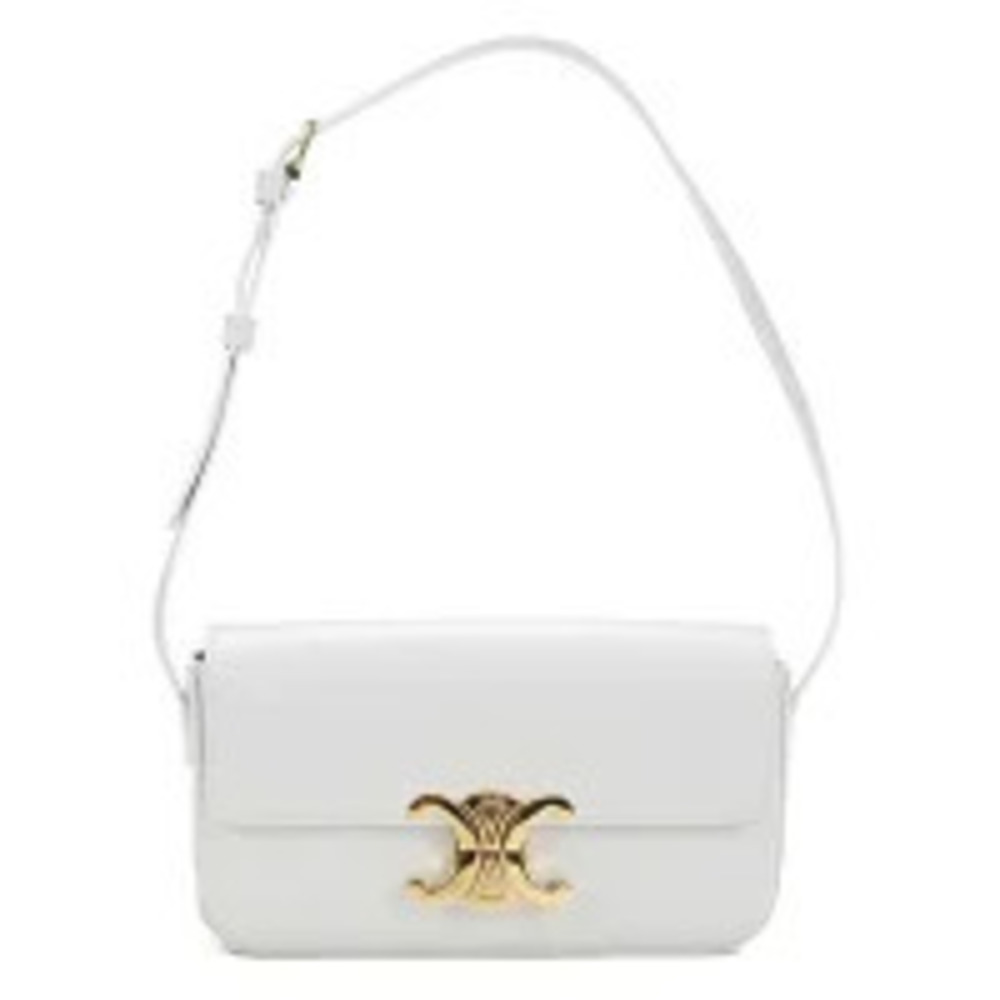 Celine Shoulder Bag Triomphe Leather White Crossbody